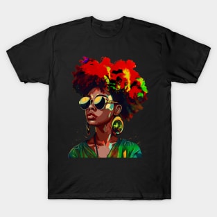 Juneteenth Afro Woman Black Queen African American Melanin T-Shirt